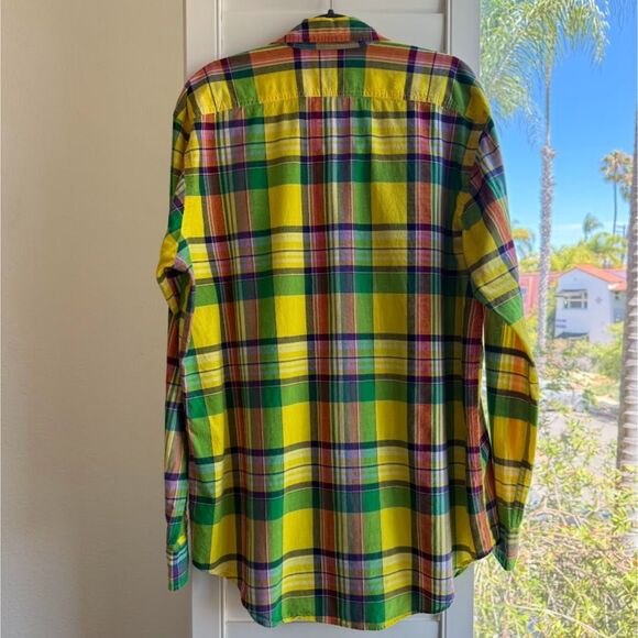 Vintage Polo Ralph Lauren Madras Plaid Buttondown Shirt in Yellow Multi size XL - Picture 2 of 9